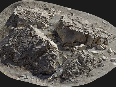 Mars Rocky Landscape With Large Cracked Rocks And Sandy Terrain Scenery 3d model