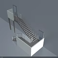 Modern Architectural Staircase Design With Metal Handrail And White Structure Platform Steps 3d model