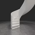 Modern White Spiral Staircase With Marble Steps Lighted Edges And Gray Stone Floor 3d model