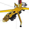 Utility Vehicle With Yellow Body And Red Long Boom For Construction Operations