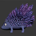 Cartoon Blue Hedgehog Character With Purple Pink Crystal Spikes And Big Eyes