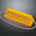 Yellow Household Electrical Device With White Power Cord And Text Label 3d model