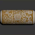 Golden Cylindrical Daily Necessities With Shiny Surface And Intricate Gear Patterns Design