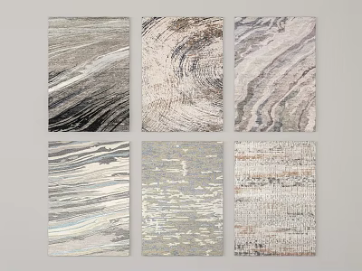 Square Rugs With Modern Abstract Textured Patterns In Neutral Tones For Contemporary Home Decor 3d model