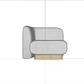 Gray Fabric Upholstered Single Sofa With Modern Stylish Wooden Base Design 3d model