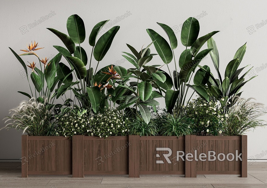 Outdoor green plant flower box plant combination flowers and plants pile plant potted flower pond flower bed model