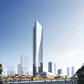 Modern High Rise Office Building Exterior With Surrounding Skyscrapers Commercial Area And Green Trees