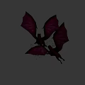 Game Movie Character Red Dragon With Large Wings Flying And Yellow Light Spots