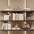 Modern Decorative Accessories Set with Books Sculptures and Vases on Floating Shelves