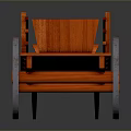 Red Wooden Wagon With Four Spoked Wheels And Open Wooden Rails