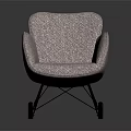 Light Pink Fabric Rocking Chair with Curved Backrest Armrests Black Rocking Legs Modern Minimalist Design