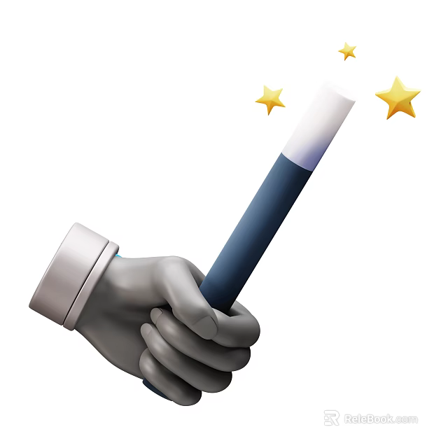 Magical Themed Decorative Ornament Set with Wand and Star Accents for Home Decoration 3d model 