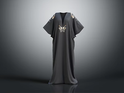Dark Gray Robe With Golden Embellishments On Shoulders And Chest 3d model
