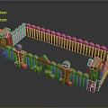 Brown Building Blocks Constructed Fence Enclosure With Towers Arched Gate And Rounded Tops