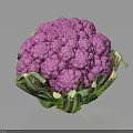 Fresh Vibrant Purple Cauliflower With Green Leaves On Dark Background