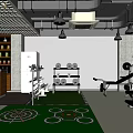 Gym Interior With Dumbbell Rack Fitness Equipment Green Floor Mats And Supplement Shelf