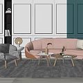 Nordic Sofa Coffee Table Combination 3d model