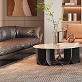Modern Office Interior With Ergonomic Desks Chairs Shelves Sofa Area Rug And Plants