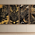 New Chinese Style Dragon Pattern Decorative Painting Hanging Dragon 3d model