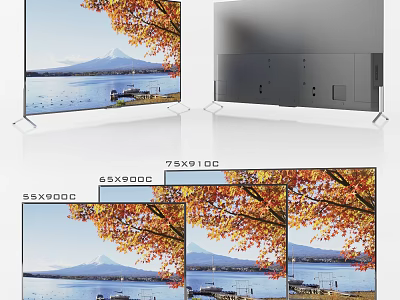 Sleek Ultra Slim Television with Stunning Autumn Lake Landscape Display and High Resolution Screen 3d model