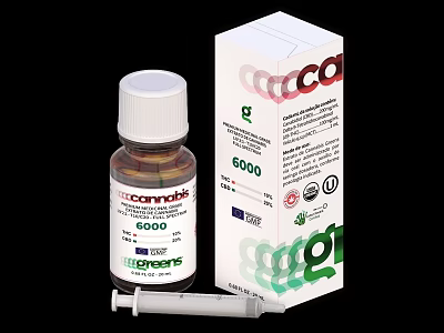Medical Cannabis Oil Product 6000 Dosage with Syringe and Box 3d model