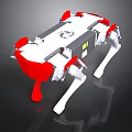 Quadruped Robotic Equipment With Red White Legs And Mechanical Body Design