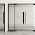 Modern Glass Double Doors With Black Frame For Interior Design 3d model