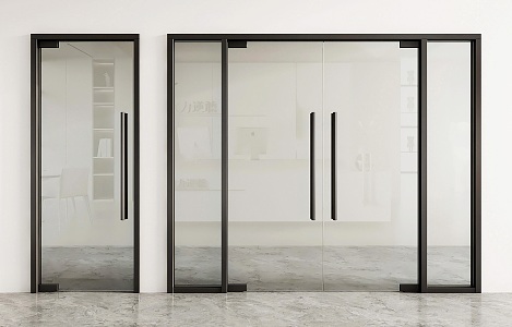 Glass door glass double door glass door glass single door office glass door shop door glass sliding door 3d model