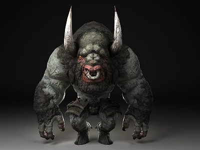 Game Movie Character Giant Horned Fantasy Creature With Muscular Build Rough Skin And Fierce Expression 3d model