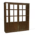 Vintage Wooden Double Doors With Detailed Glass Panes And Retro Style