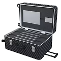 Black Carbon Fiber Laptop Storage Case With Secure Locks And Internal Compartments
