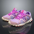 Purple and Pink Athletic Shoes with Pink Laces and Textured Rubber Sole Sporty Design