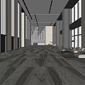 Modern Spacious Public Office Space With Marble Flooring Sofa Seating And Floor to Ceiling Windows