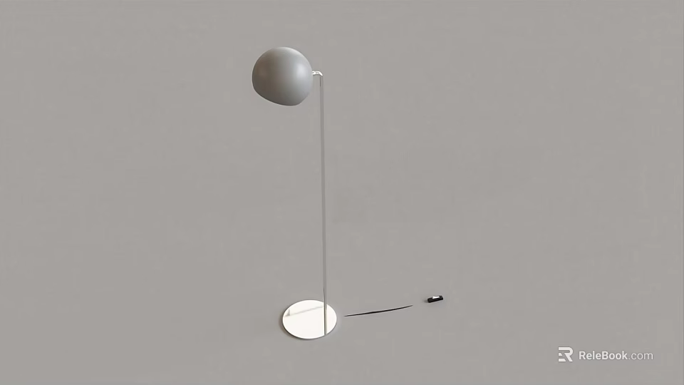 Minimalist Modern Floor Lamp With Sleek Silver Pole And Round White Shade Design 3d model 