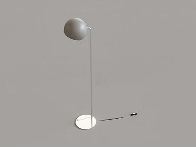 Minimalist Modern Floor Lamp With Sleek Silver Pole And Round White Shade Design 3d model