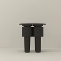 Modern Black Side Table With Minimalist Design And Double Column Base 3d model