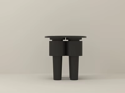 Modern Black Side Table With Minimalist Design And Double Column Base 3d model