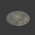 Antique Circular Floor Tile With Intricate Sun Pattern And Carved Details 3d model
