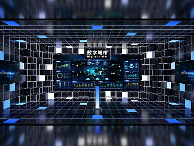 Digital City Command Center Featuring Interactive Data Screens And Modern Tech 3d model