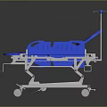 Medical Stretcher Bed With Blue Mattress IV Pole And Mobile Wheels