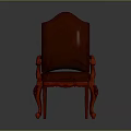 Elegant Red Leather Leisure Chair With Carved Legs And Armrests