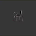 Single Chair With Spider Shaped Metallic Legs And Dark Upholstered Seat