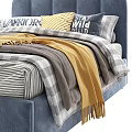 Cozy Children's Bed With Upholstered Headboard Colorful Quilts Pillows And Soft Blankets