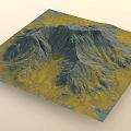 Gray Rocky Mountain Range With Yellow Slopes In Natural Scenic Landscape