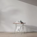 Stylish Wooden Top Side Table With Metal Legs And Lower Shelf For Living Room Decor
