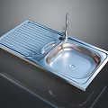 Practical Stainless Steel Kitchen Sink with Drainer Board and Faucet
