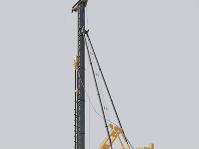 Industrial Construction Equipment Featuring Tall Tower And Yellow Structural Parts 3d model