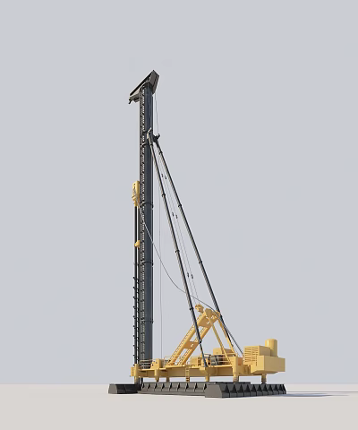 Modern pile driver construction site pile driver engineering vehicle 3d model