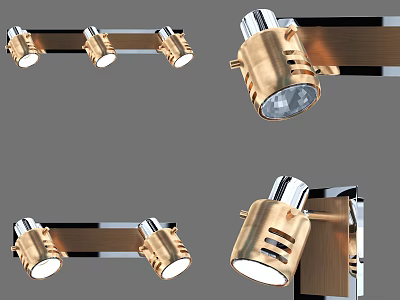 Modern Wall Lights With Brass Finish And Multiple Adjustable Heads For Home Decor 3d model