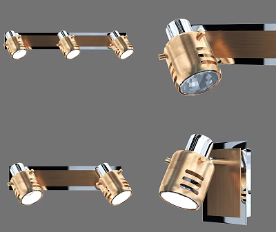 Modern Wall Lights With Brass Finish And Multiple Adjustable Heads For Home Decor 3d model